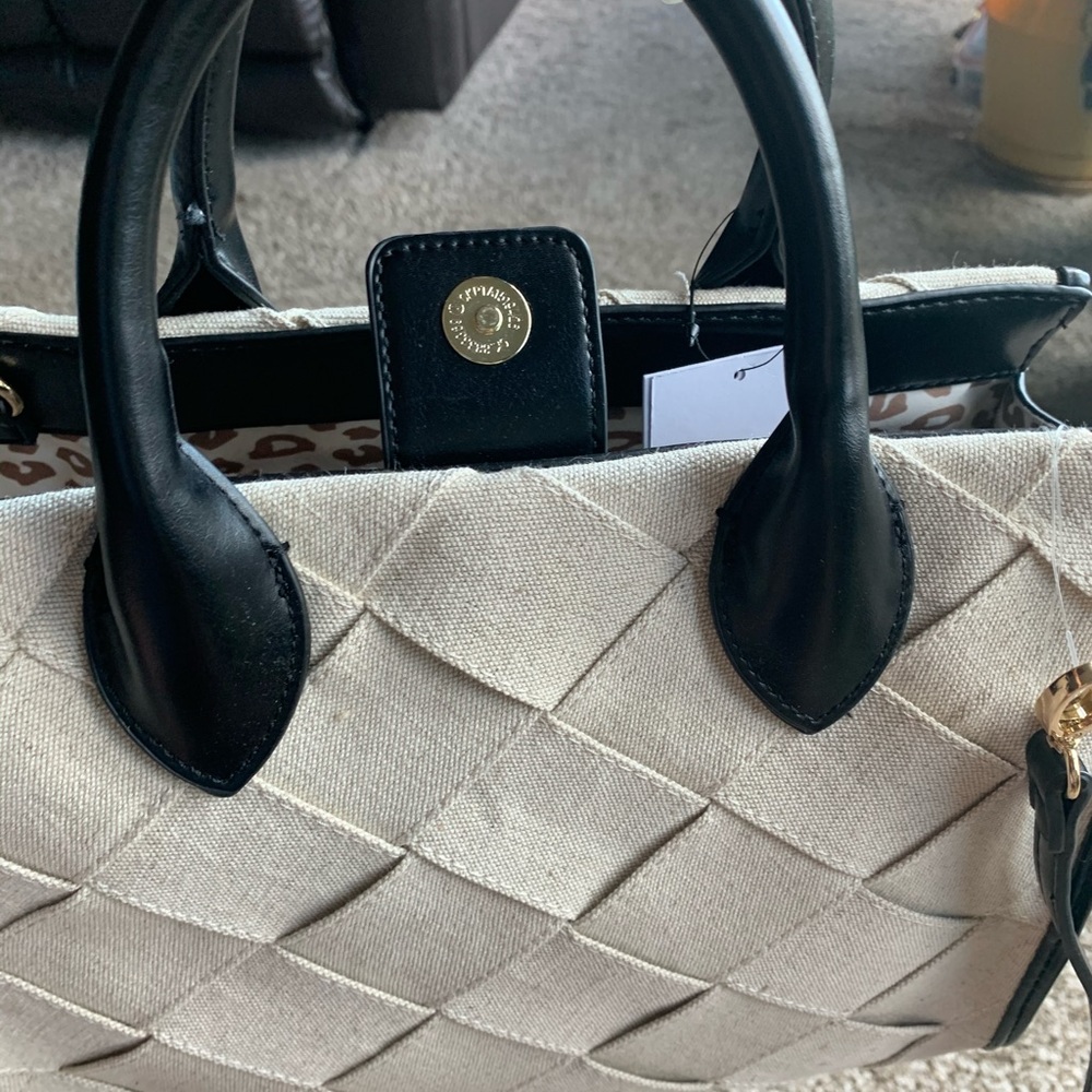 Canvas basket weave tote